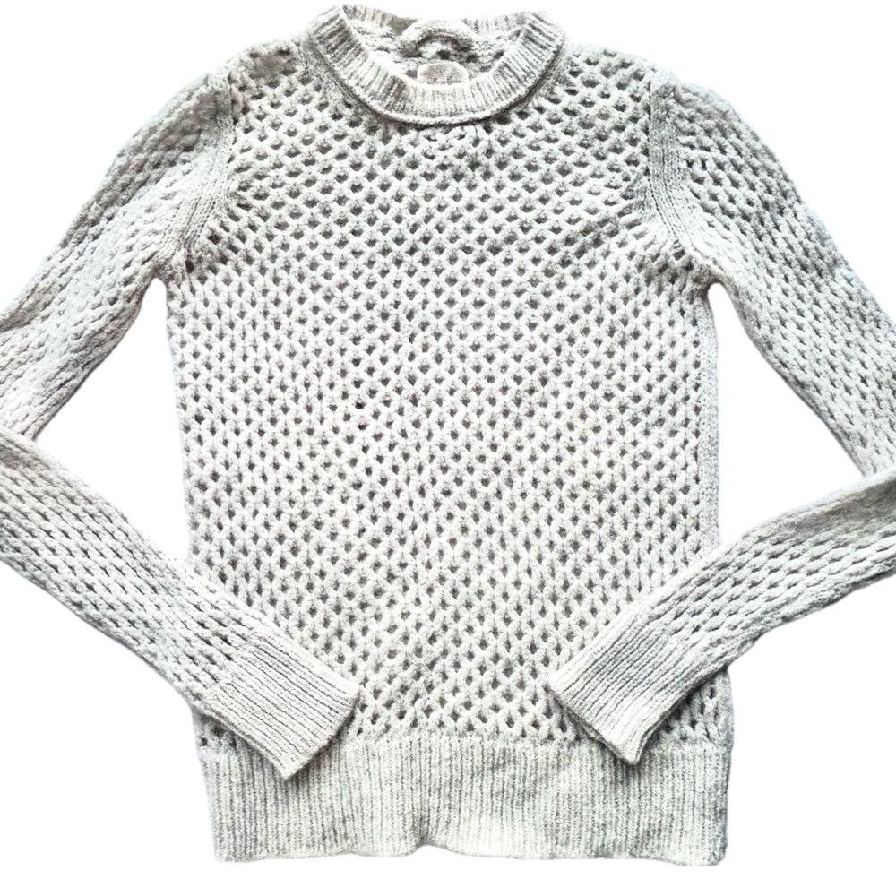 Aritzia Wilfred  Open Knit Crochet Sweater white wool alpaca blend xs